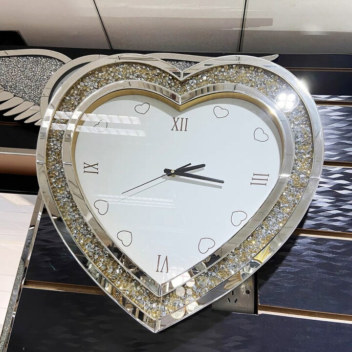 楽天市場】A020948高級壁掛け時計 ラインストーン かけ時計 ガラス  