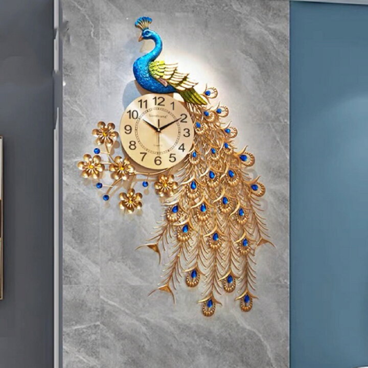 楽天市場】A030592壁掛け時計 壁飾り ．高級掛け時計 クジャク  