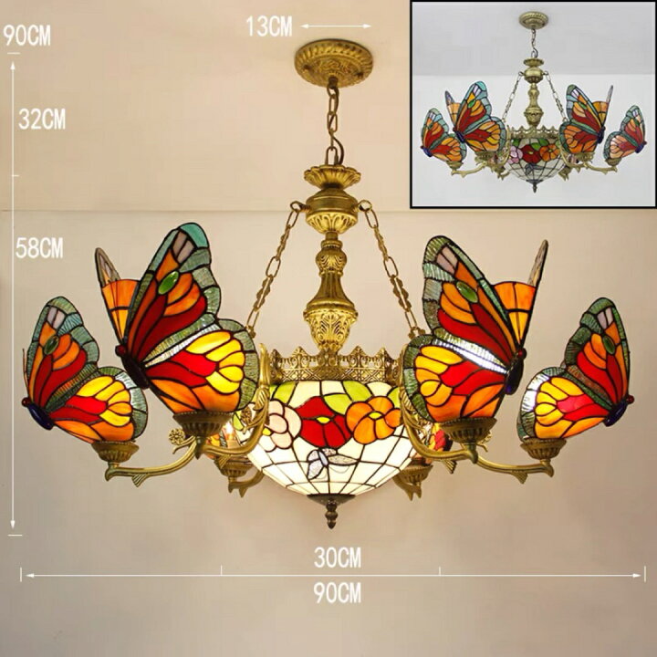 楽天市場】A060323チョウチョウステンドグラス ペンダントライト豪華  