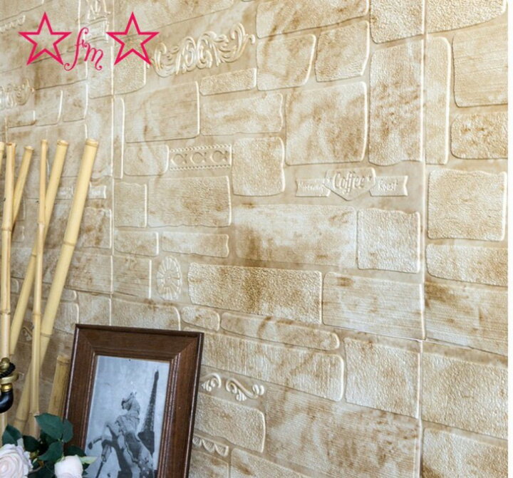 楽天市場】A03610750枚 70x70cm 背景壁 3D立体レンガ模様壁紙 防水 