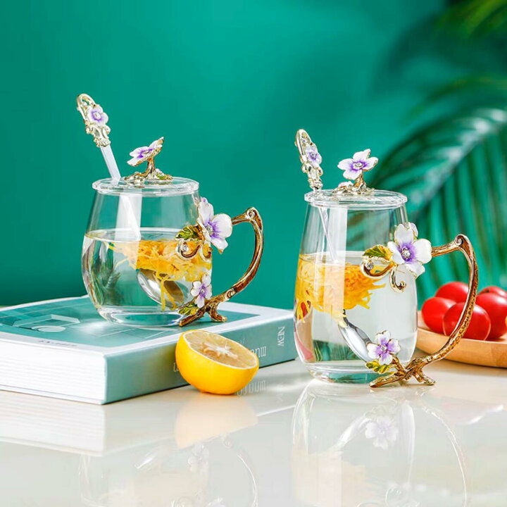 楽天市場】花柄ガラス製 ティーカップ セット食器 コーヒーカップ 豪華 