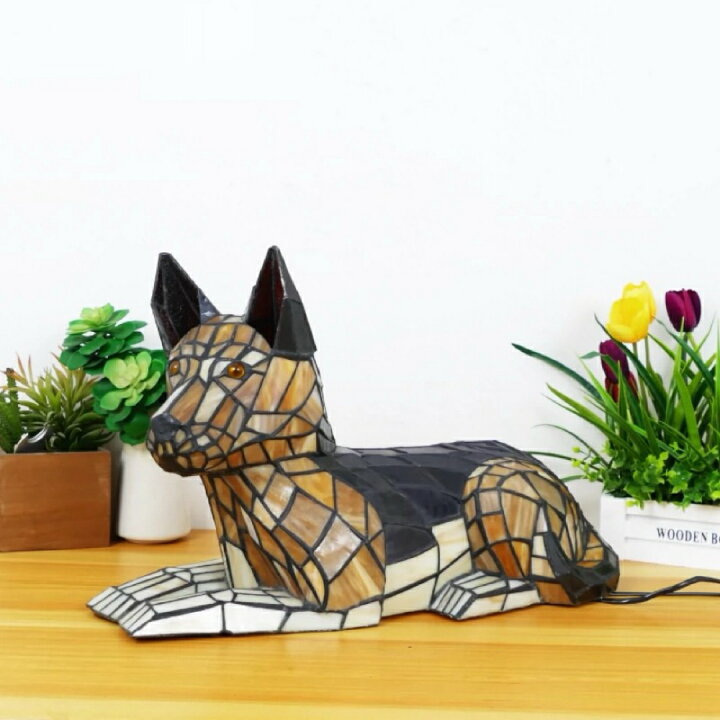 楽天市場】ステンドグラスランプ 犬 卓上スタンド ．豪華テーブル 