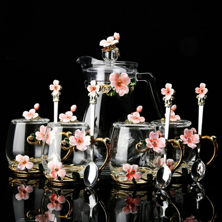 楽天市場】花柄ガラス製 ティーカップ セット 食器 コーヒーカップ  