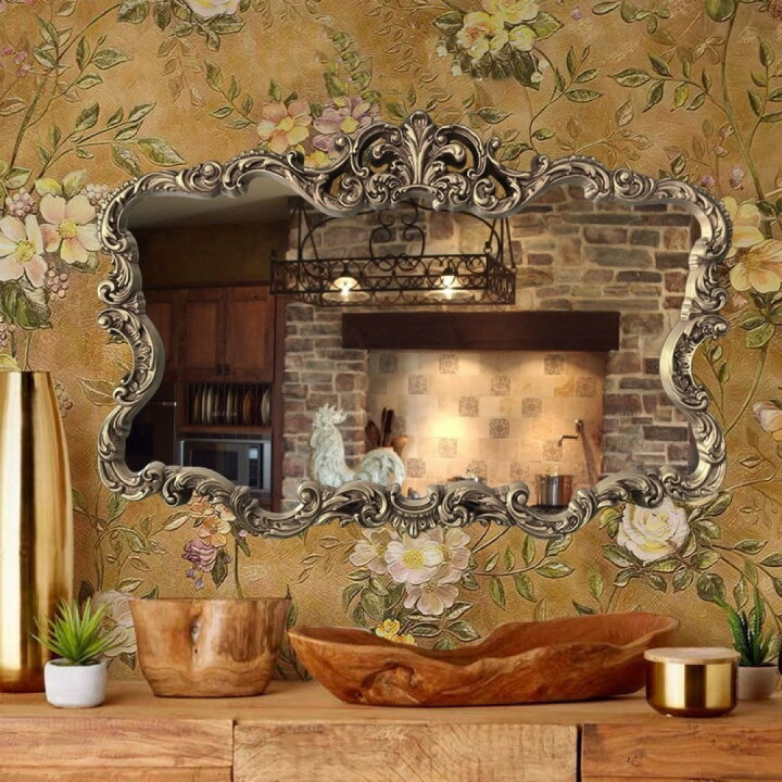 高級感 豪華鏡 アンティーク調 壁掛け鏡 壁掛け ．壁掛けミラー  