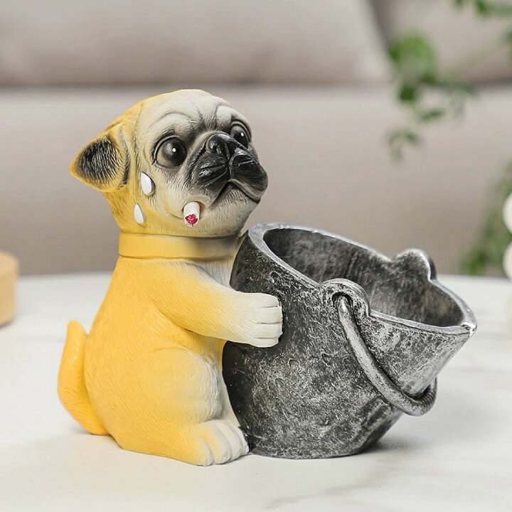 パグ 置物 小物入れドッグ 犬 収納ボックス 卓上収納 雑貨収納 かご  