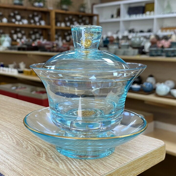 楽天市場】高級 蓋碗 茶杯セット 金箔入れ おしゃれ 耐熱ガラス製の 