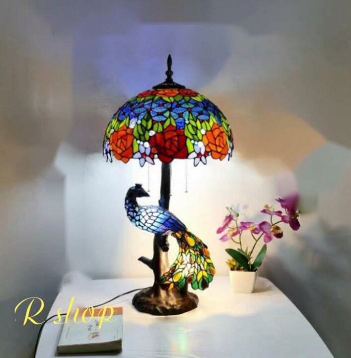 楽天市場】A044855高級ガラス工芸スタンド ステンドグラスランプ 卓上  
