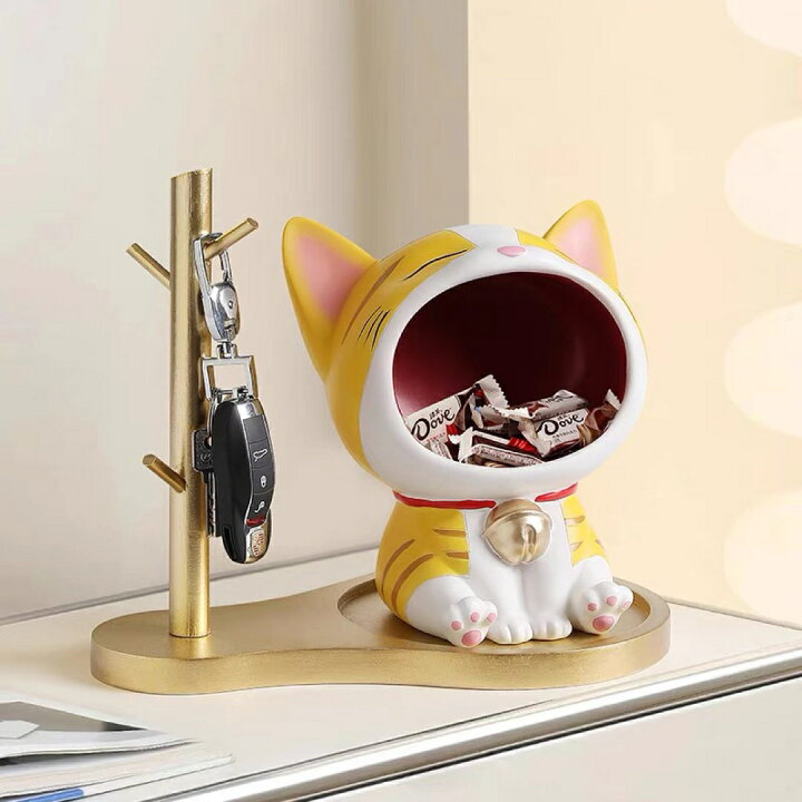 楽天市場】A037521猫 置物 小物入れ ネコ動物 収納ボックス キーケース 