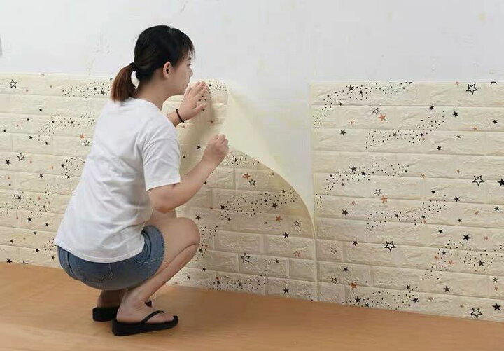 楽天市場】A01628350枚 70cm×70cm 背景壁 ．3D立体レンガ模様壁紙 防水 