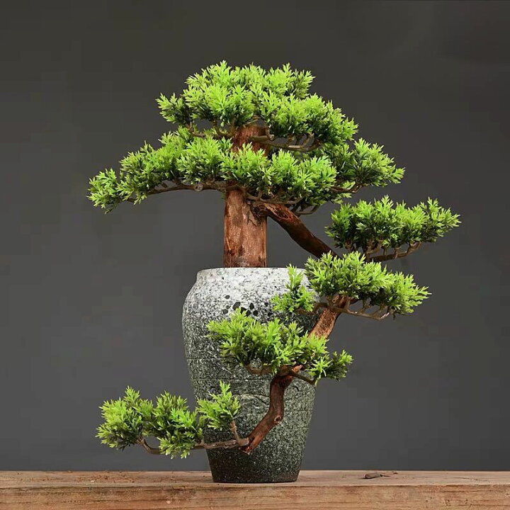 楽天市場】A057284インテリアグリーン 高級模造迎客松盆栽 置物 禅意迎  