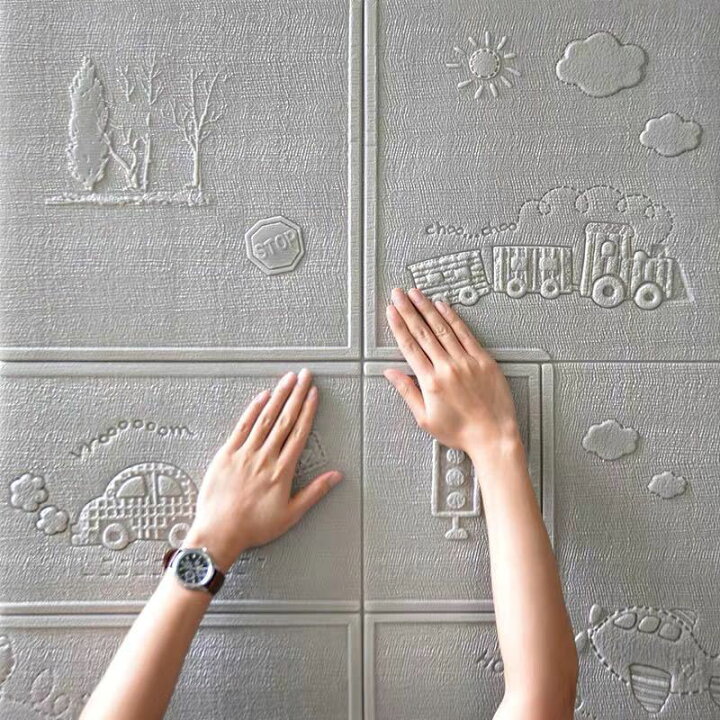 楽天市場】A02575850枚 70cm×70cm 背景壁 3D立体レンガ模様壁紙 防水 
