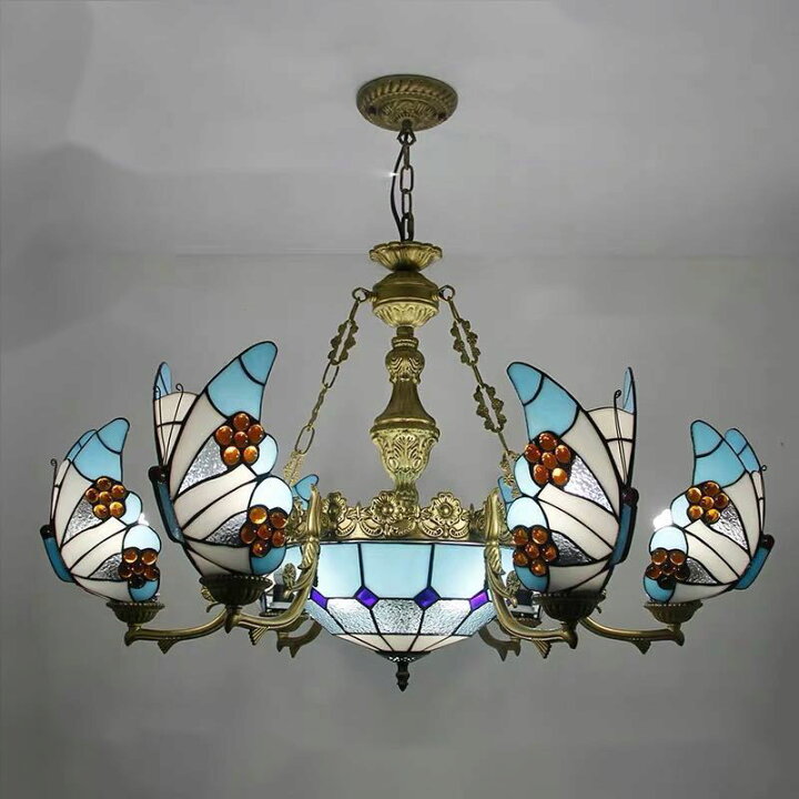 楽天市場】A008303チョウチョウ ステンドグラス ペンダントライト豪華  