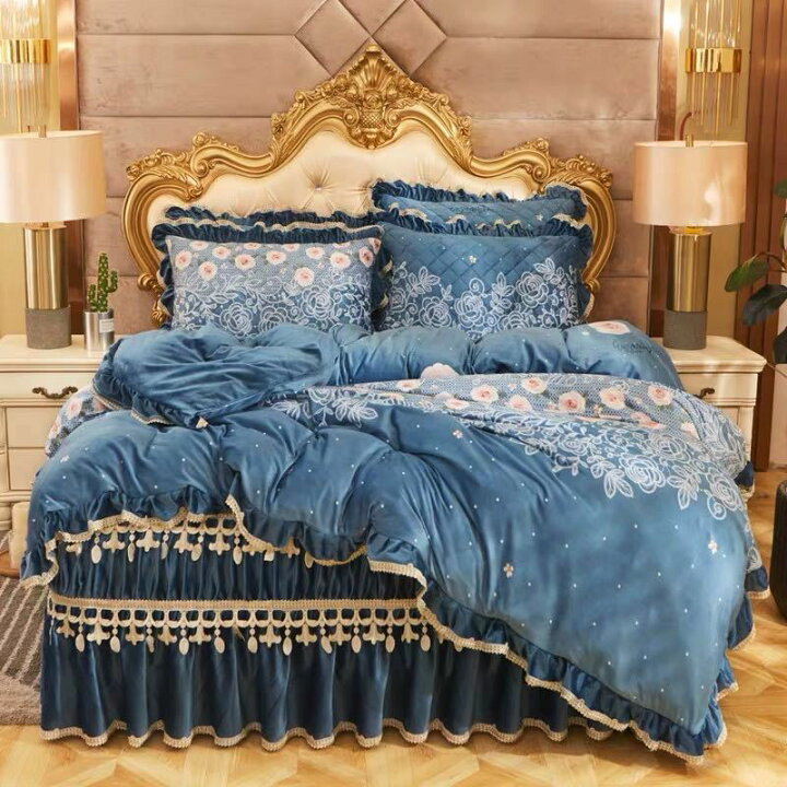 楽天市場】A009663高級絨ワイドダブル ベッド用品4点セット 寝具  