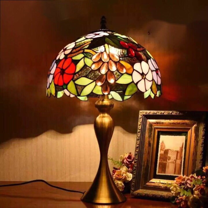 楽天市場】A025325ステンドグラスランプ 卓上スタンド 豪華テーブル  
