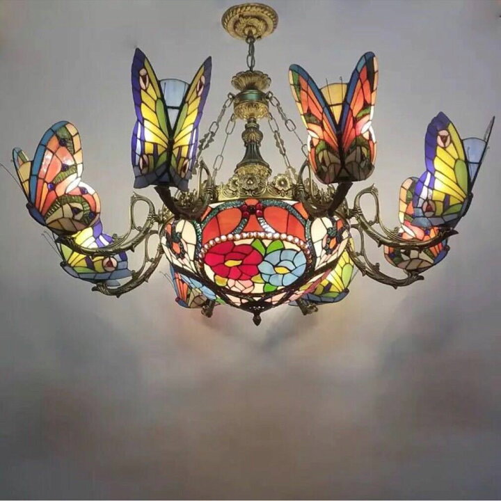 楽天市場】A047867ステンドグラス ペンダントライト 豪華天井照明  