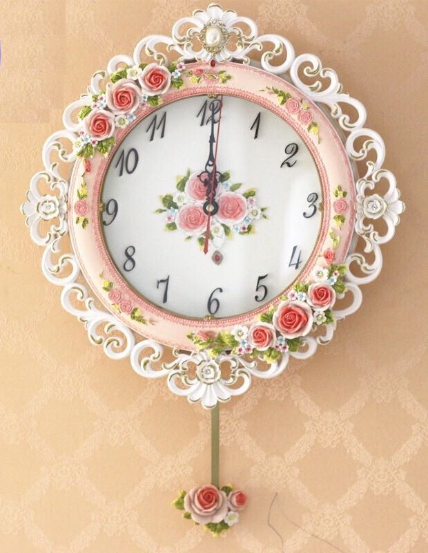 楽天市場】クロック。壁掛け時計 かけ時計 姫系雑貨 花柄 : リタハウス