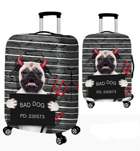 A044181パグデイザイン スーツケースカバー ラゲッジカバーキャリーカバーカバー Mサイズ パグ雑貨