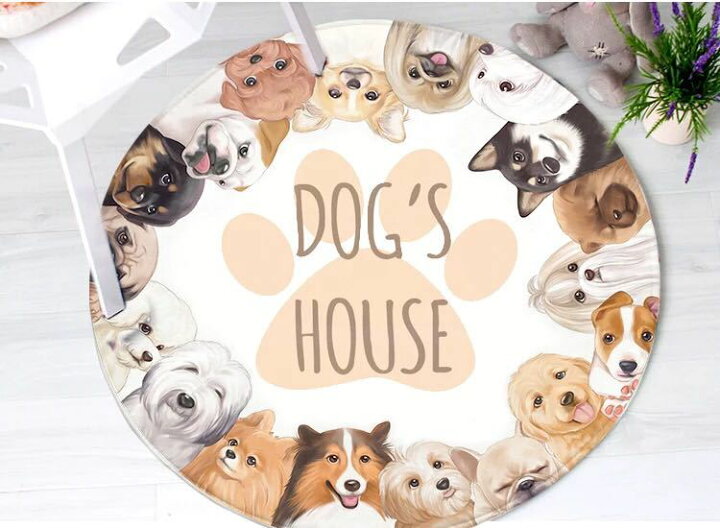 楽天市場 犬柄 ラグマット リビングマット 犬柄玄関マット カーペット お風呂マット 80サイズ リタホーム 楽天市場店