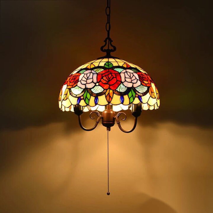 楽天市場】ステンドグラス ペンダントライト 豪華天井照明ステンド  