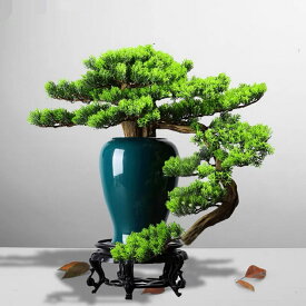 インテリアグリーン 高級模造迎客松盆栽 置物 禅意迎客松盆栽装飾品人工観葉植物
