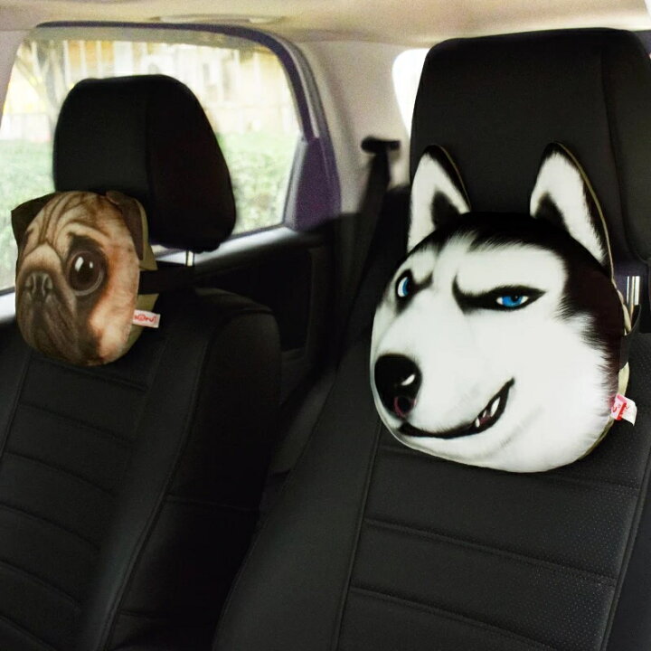 楽天市場 犬柄 ヘッドレスト用 ハスキー 車グッズ 面白グッズ 車用クッション 車用枕 ハスキー雑貨 リタホーム 楽天市場店