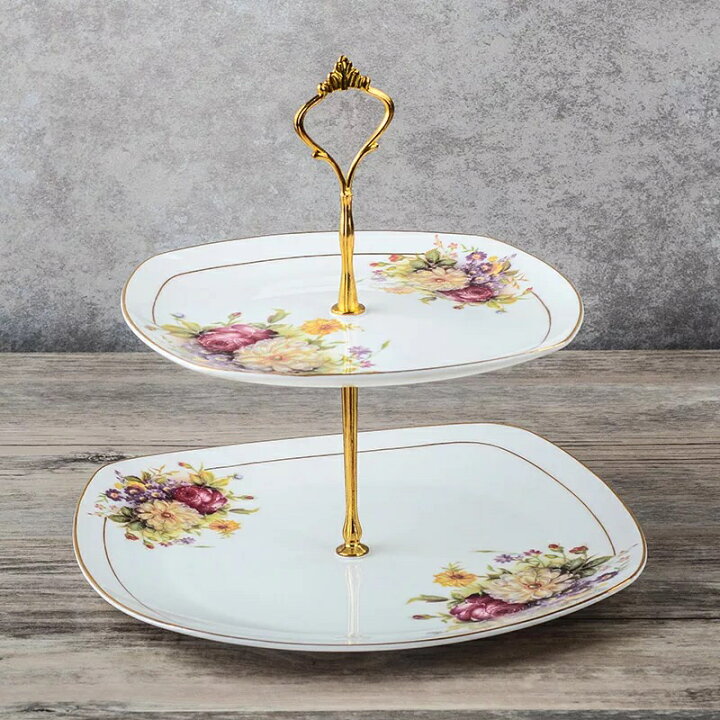 楽天市場】A017311ケーキ スタンド プレート 2段セット アフタヌーン  