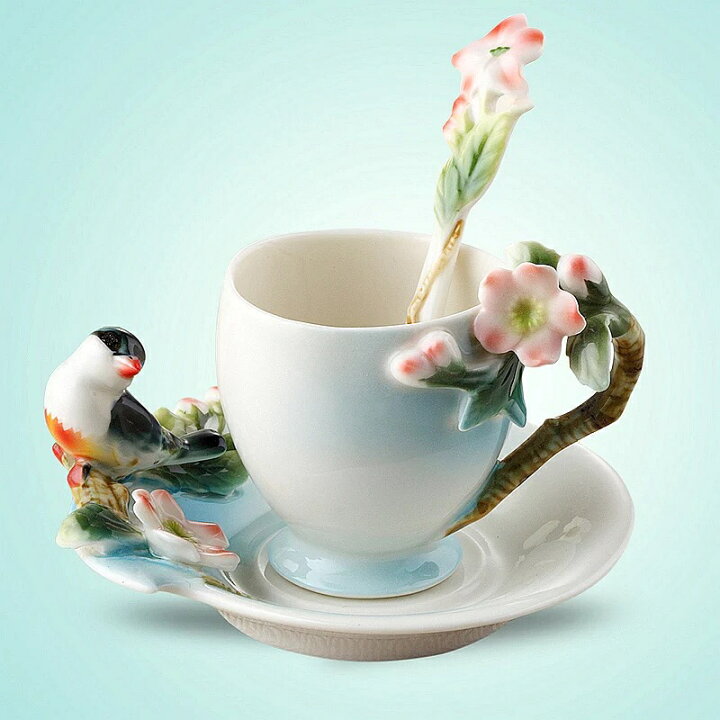 楽天市場】上品ティーカップ＆ソーサー 3客セット 花柄．陶器．食器 