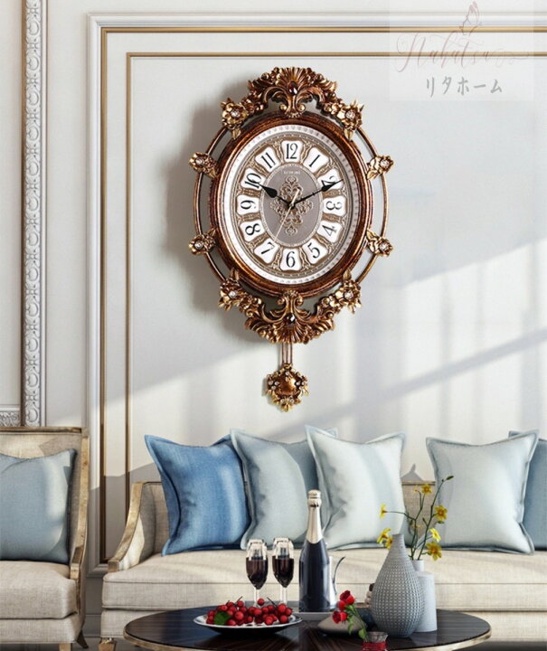 楽天市場】A001973掛けクロック。壁掛け時計 かけ時計 ．高級感 振り子  