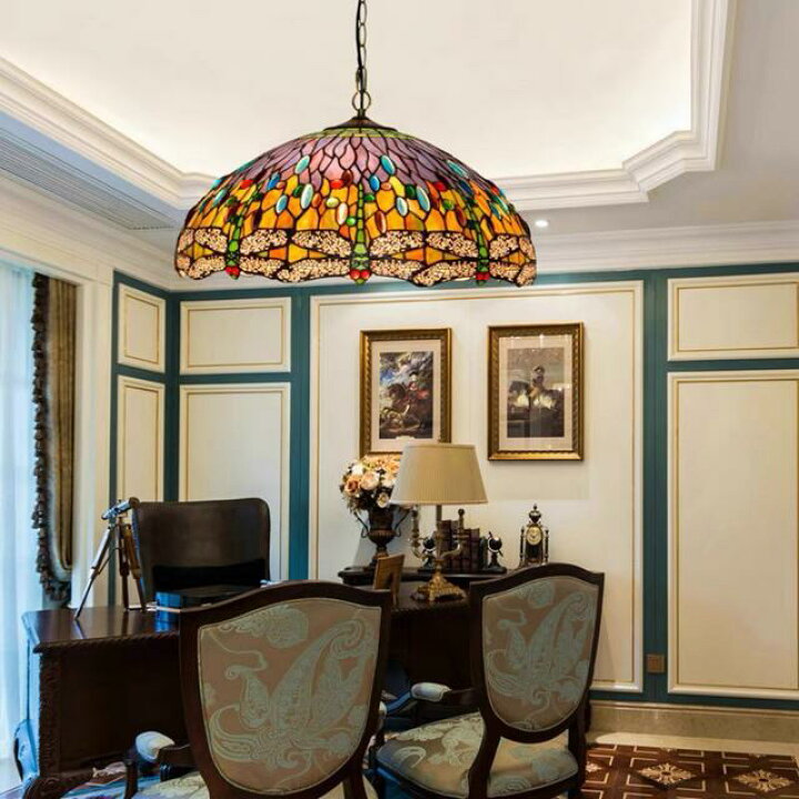 楽天市場】A004217高級ステンドグラス.ペンダントライト豪華天井照明  