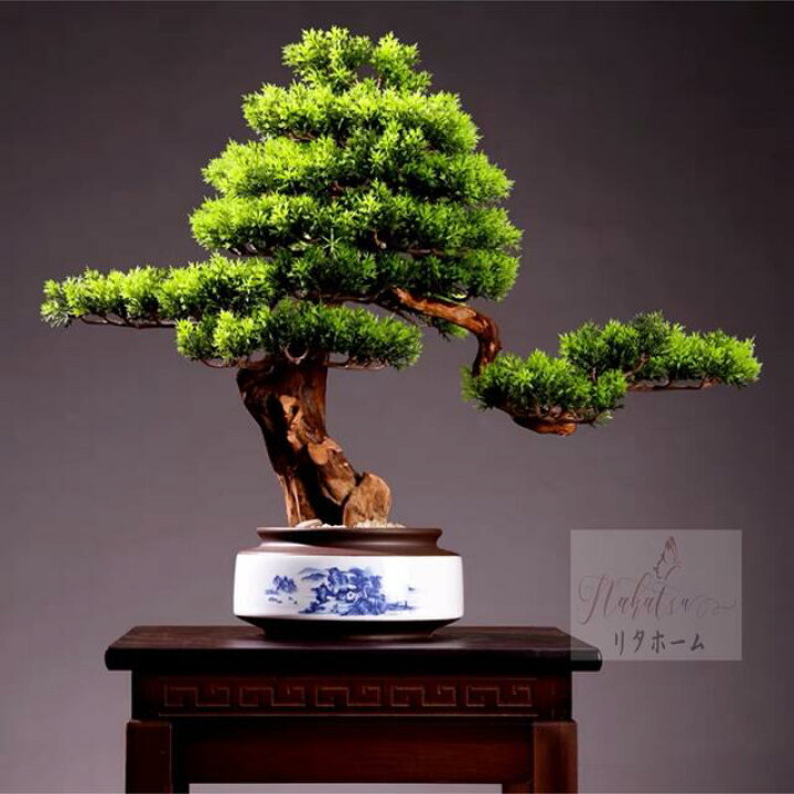 楽天市場】A004618インテリアグリーン 高級感模造迎客盆栽 置物 禅意迎  