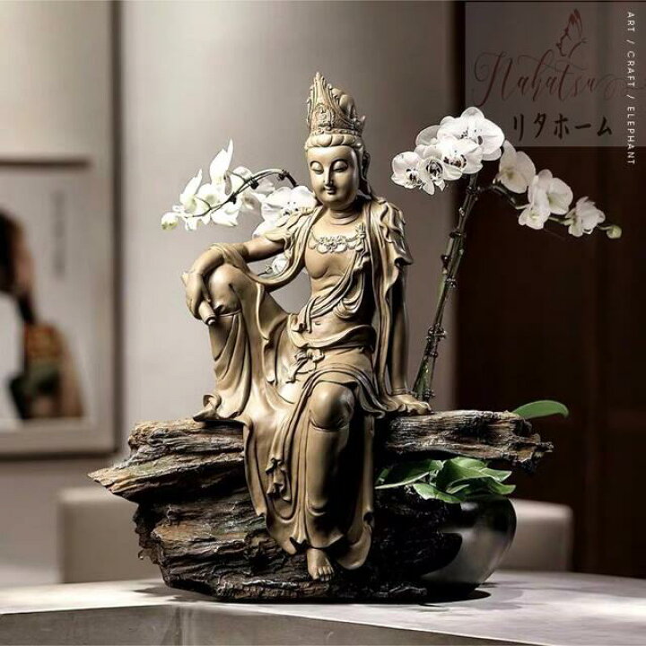 楽天市場】A004725新品 自在観音菩薩禅意仏像置物 台座付き  