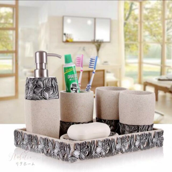 楽天市場】A005286高級サニタリー6点セットディスペンサー 歯ブラシ  