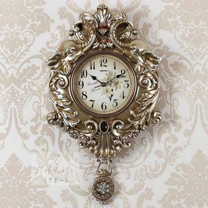 楽天市場】A005712北歐風 英国貴族風 クロック。壁掛け時計 かけ時計  