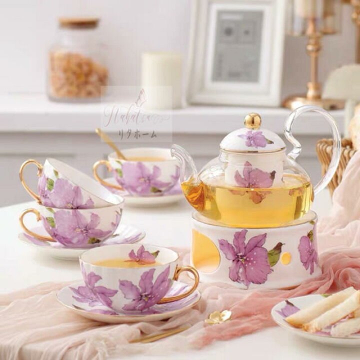 かわいい 西洋ティーカップ＆ソーサー 6客セット 花柄，陶器．食器 お  