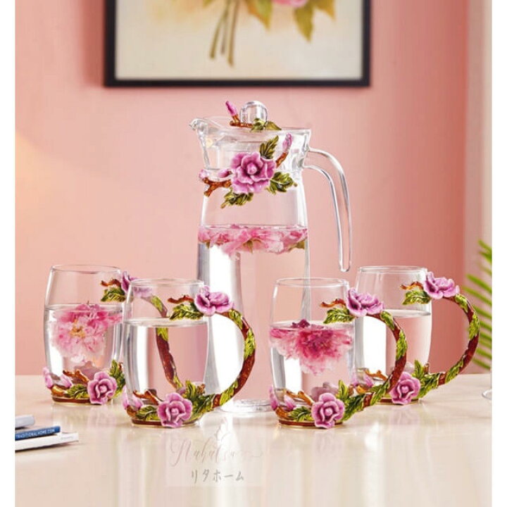 花柄ガラス製 ティーカップ セット食器 コーヒーカップ 豪華カップセット リタハウス 