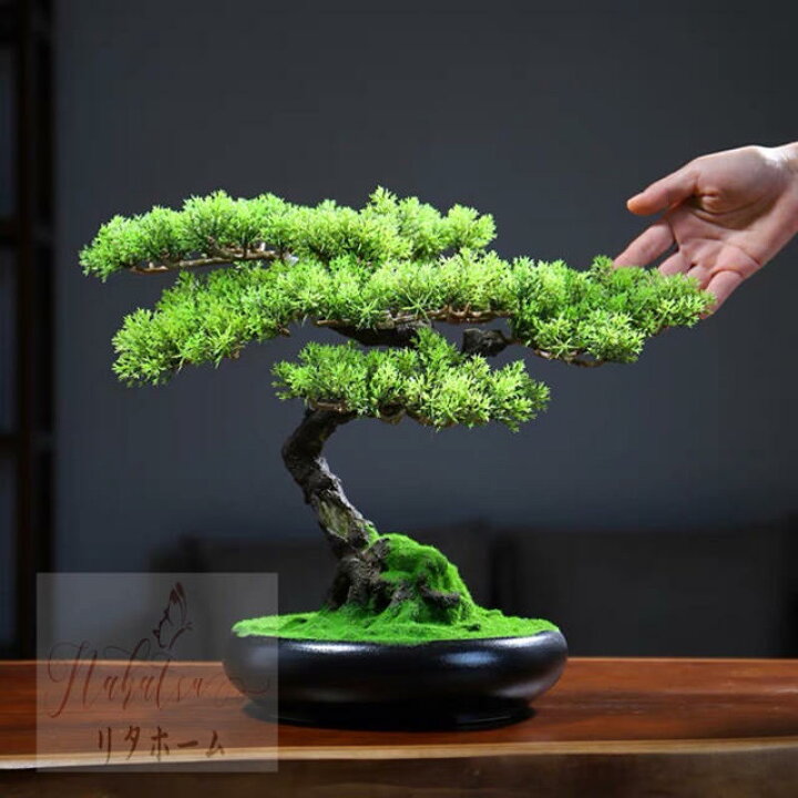 楽天市場】A006922インテリアグリーン 高級模造迎客盆栽 ．置物 禅意迎  