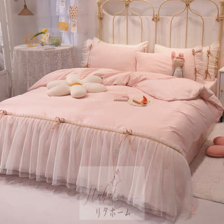 楽天市場】ワイドダブル ベッド用品4点セット ．寝具 枕カバー掛け布団  