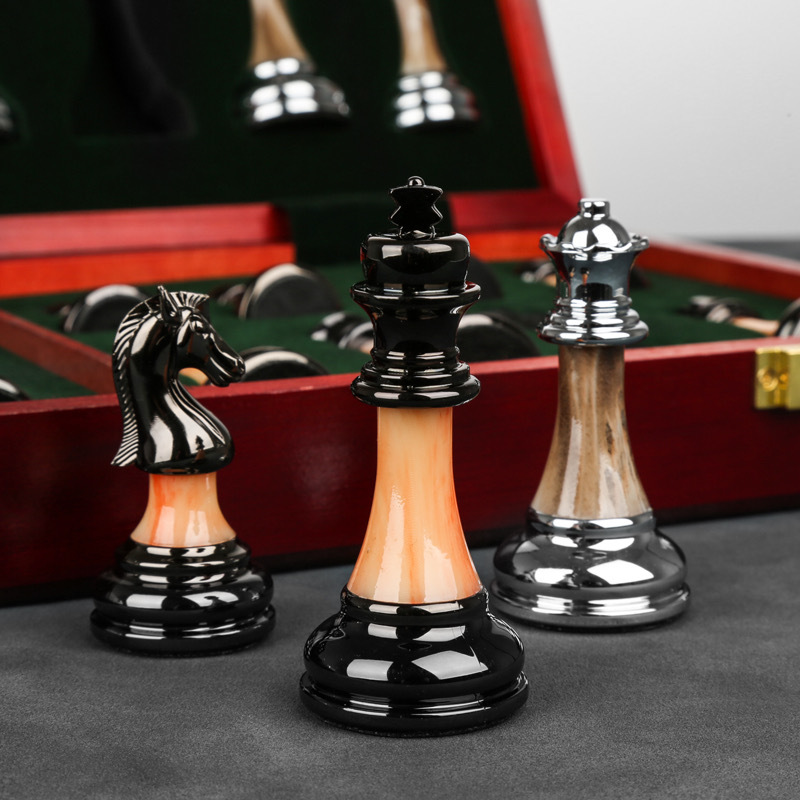 チェスセット チェス盤 駒 ボードゲーム アンティーク 折り畳み盤 高級感 | リタハウス　楽天市場店