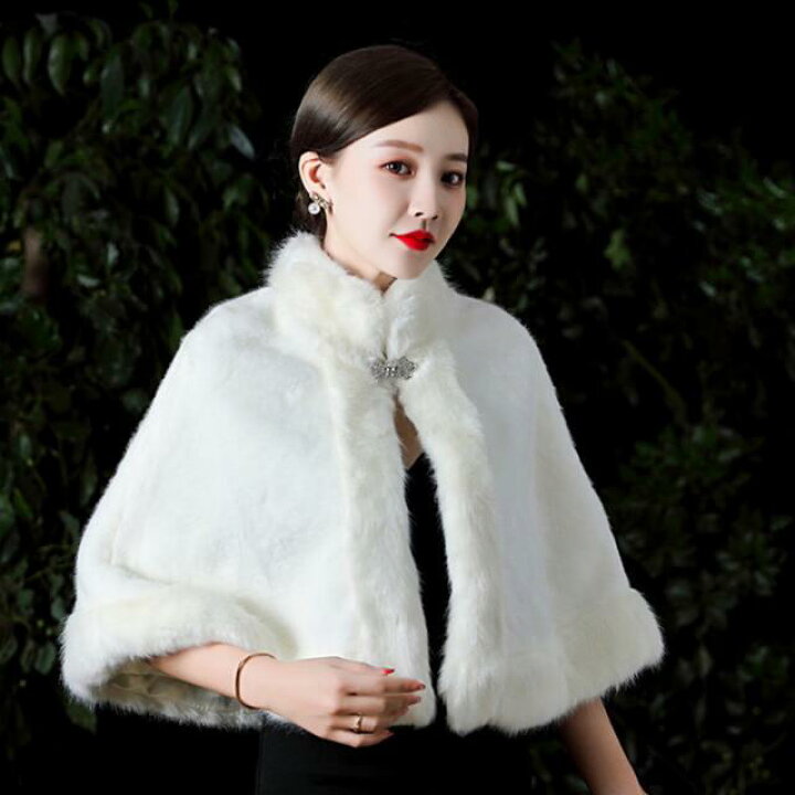 楽天市場】ファーボレロ フェイクファー 結婚式 ポンチョ コート  
