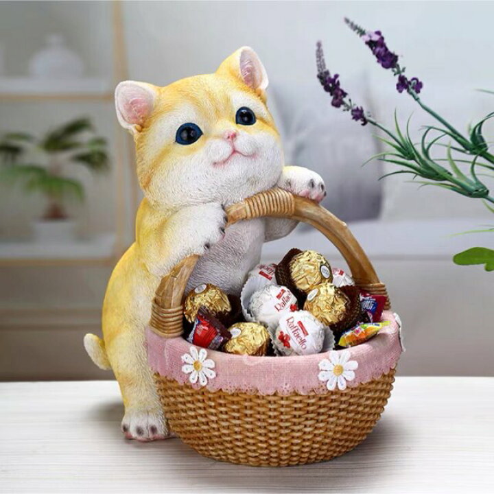 楽天市場】A056094猫置物 小物入れネコ 収納ボックス かご 卓上収納  