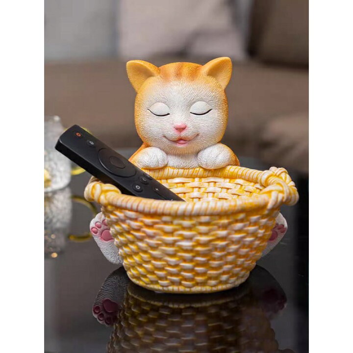 楽天市場】A056169猫置物 小物入れネコ 収納ボックス かご 卓上収納  
