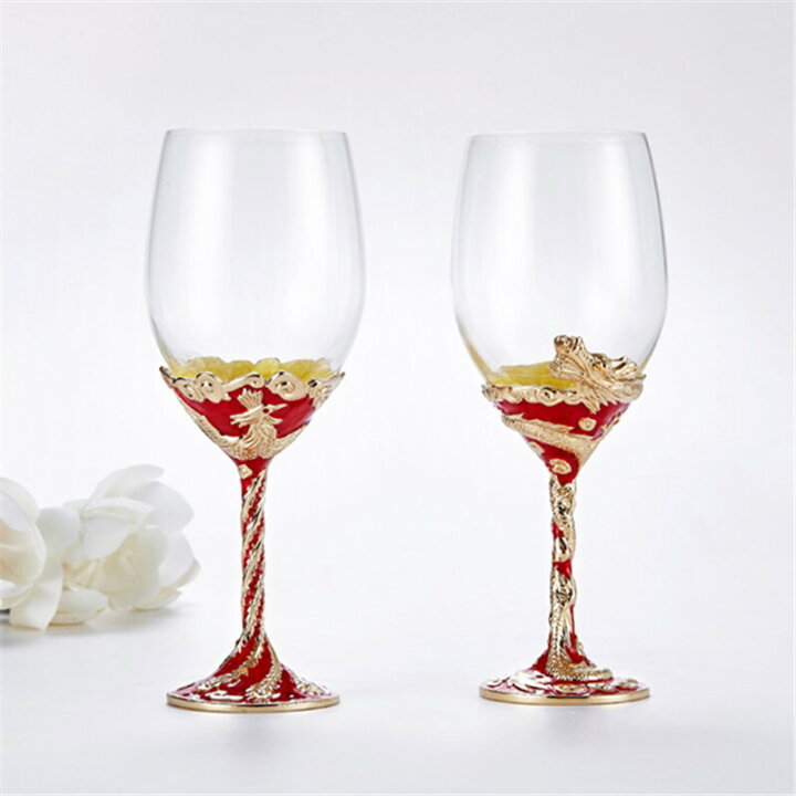 楽天市場】A057212上品ワイングラス ペア☆レア シャンパン グラス龍  
