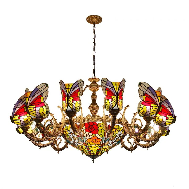 楽天市場】A045775チョウチョウ ステンドグラス ペンダントライト豪華  