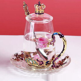 A055139高級ティー・コーヒーカップ&ソーサーセット ガラスカップ1客 ．