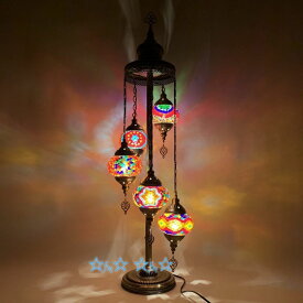 5灯モザイクランプ フロアスタンド トルコランプガラス照明アンティーク調フロアライト