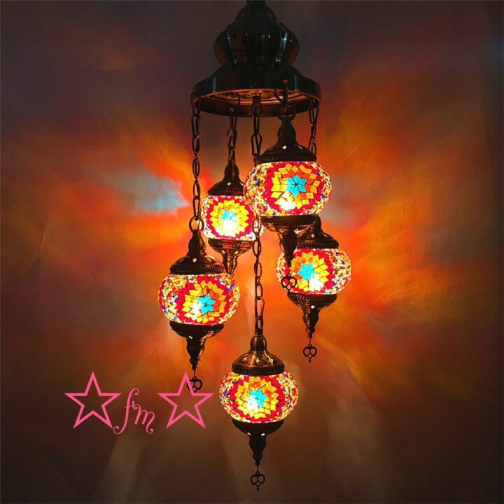楽天市場 ボヘミア調 トルコ モロッコ風ペンダントライト 手作りモザイクステンドグラス アンティーク調 シャンデリア 天井照明 リタホーム 楽天市場店