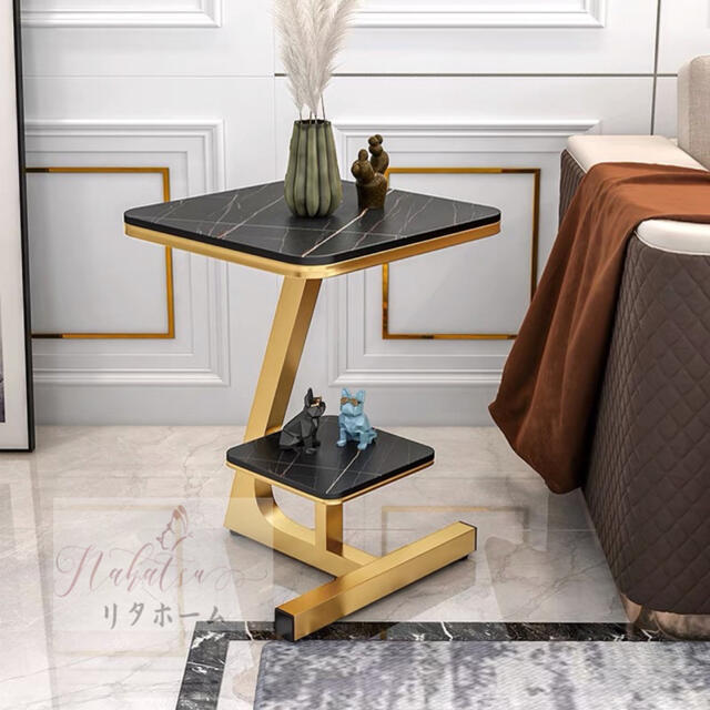 サイドテーブル ソファーナイトテーブル 人造大理石柄飾り台