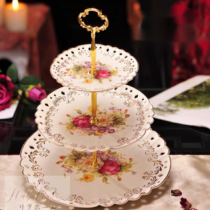 楽天市場】A000472ケーキ スタンド プレート 3段セット アフタヌーン  