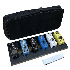 エフェクターボード ペダルボード ギター ベース エフェクターケース アルミ合金 軽量 コンパクト 高耐久 シンプル 丈夫 頑丈 滑り止め 収納バッグ付き 両面テープ付き 固定バンド付き 配線整理 スッキリ 38cm×13cm×3cm 小型 携帯便利 ライブ用 スタジオ用 簡単