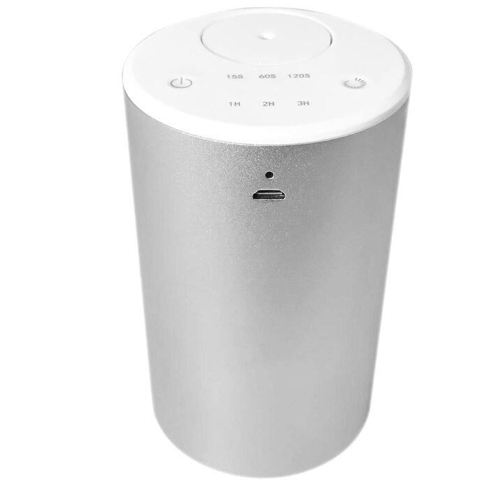 楽天市場 フレグランスディフューザー 車載 アロマディフューザー 車 オイル 芳香剤 噴霧式 ネブライザー式 水不要 コンプレッサー式 ディフューザー 静音 ミスト量調整 タイマー機能 詰め替え エッセンシャルオイル シルバー リテマス